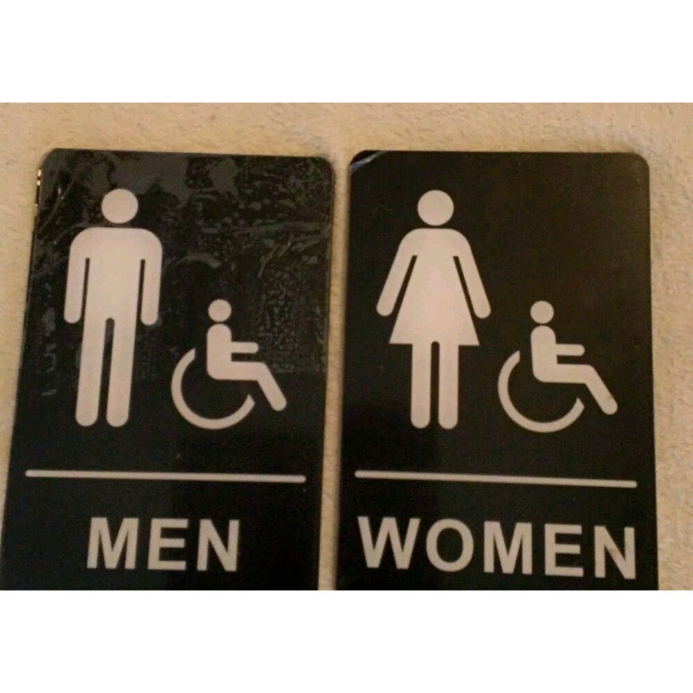 Set of Men & Women Restroom Door Signs - Accessible Bathroom Wall Decor vintage